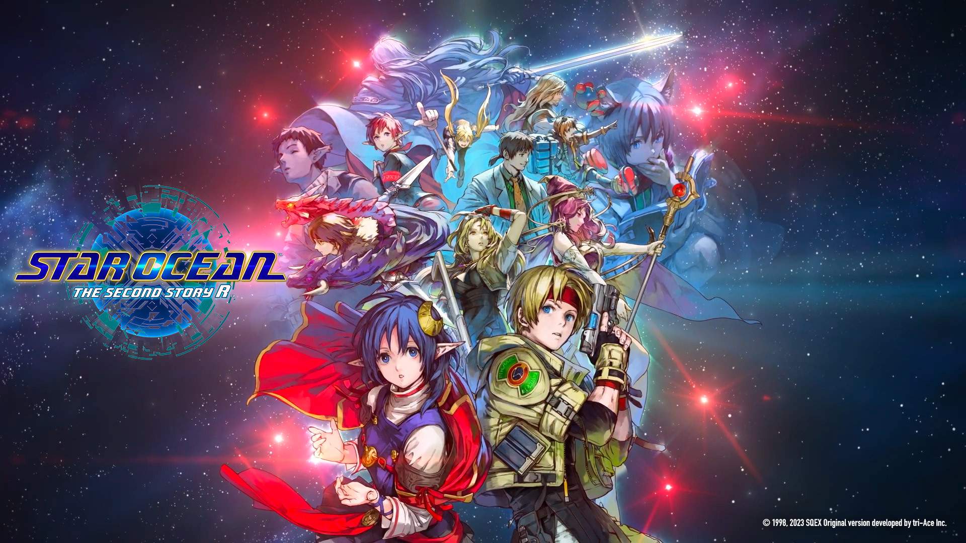 Star Ocean characters on space background